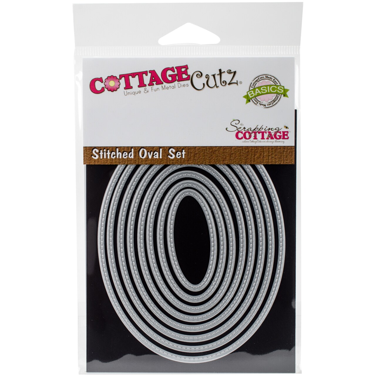 Cottagecutz Basics Dies 8/Pkg-Stitched Oval, .9"X1.9" To 3.5"X4.5"